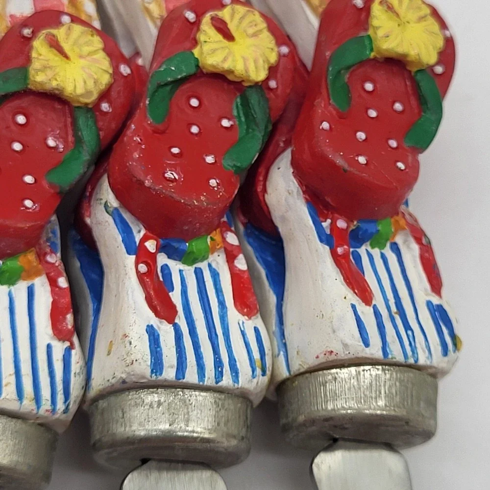 Appetizer Forks Novelty Flip Flop Seashell Summer Colorful Cocktail Set Of 8